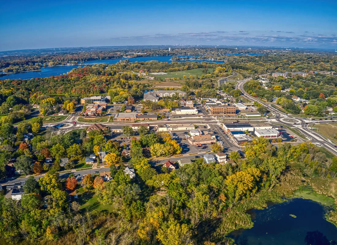 Aitkin, MN - Aerial View of the Twin Cities Suburb of Prior Lake, Minnesota